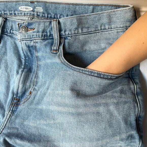 Old Navy Men Waxed Denim Straight Leg Jeans Size 36 x 30, Blue - Picture 7 of 12